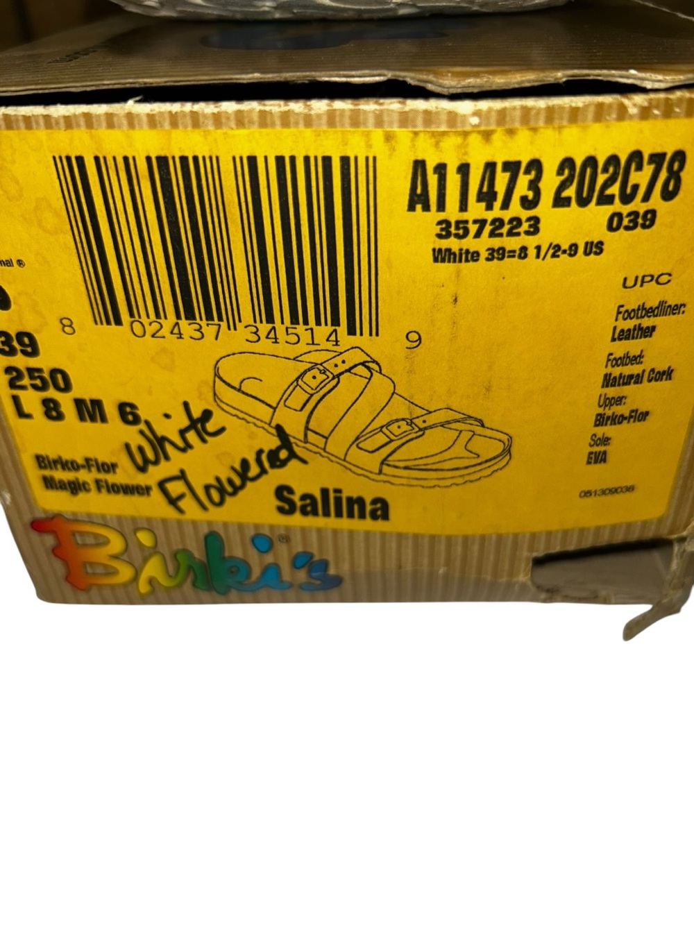 Birlos by Birkenstock Salina Magic Flower Sandals White Floral EU 39 US 8-8.5 Co - Picture 7 of 7